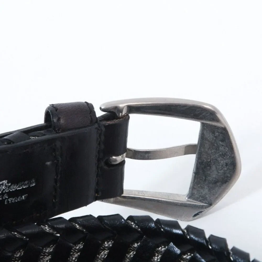 Vintage Y2K Stefano Piazza Italy Western Leather Black Braided Belt Mens Size 38